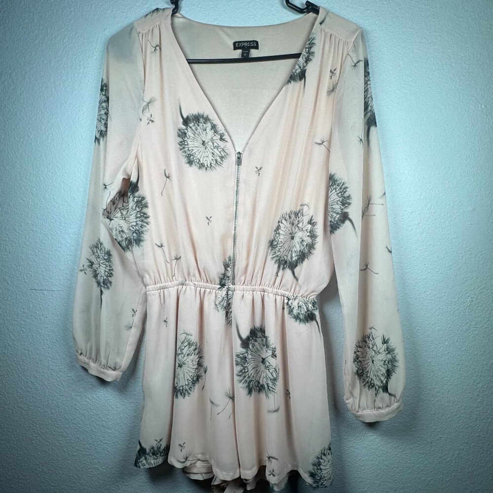 Express Pink Sheer Floral Romper